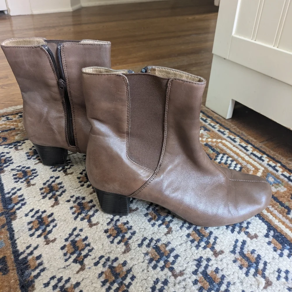 Brown Leather  Midcalf Booties By Walksmart - Picture 4 of 8